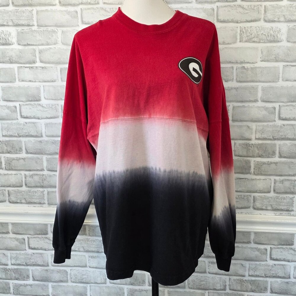UGA Bulldogs Spirit Jersey Ombre Red Black Oversized Made in USA Georgia M - Picture 8 of 8
